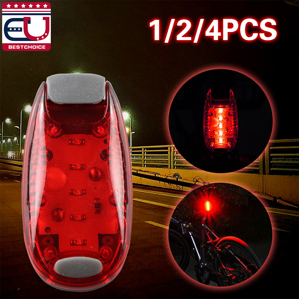 1-4PCS LED Night Safety Light Clip On Strobe Running Lights For Cycling Warning