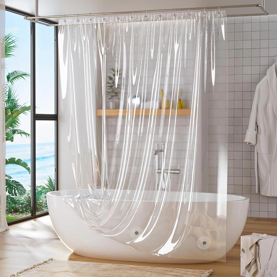 Long Shower Curtain Liner 72 x 84 or 72 X 72 Clear Plastic Shower Liner PEVA