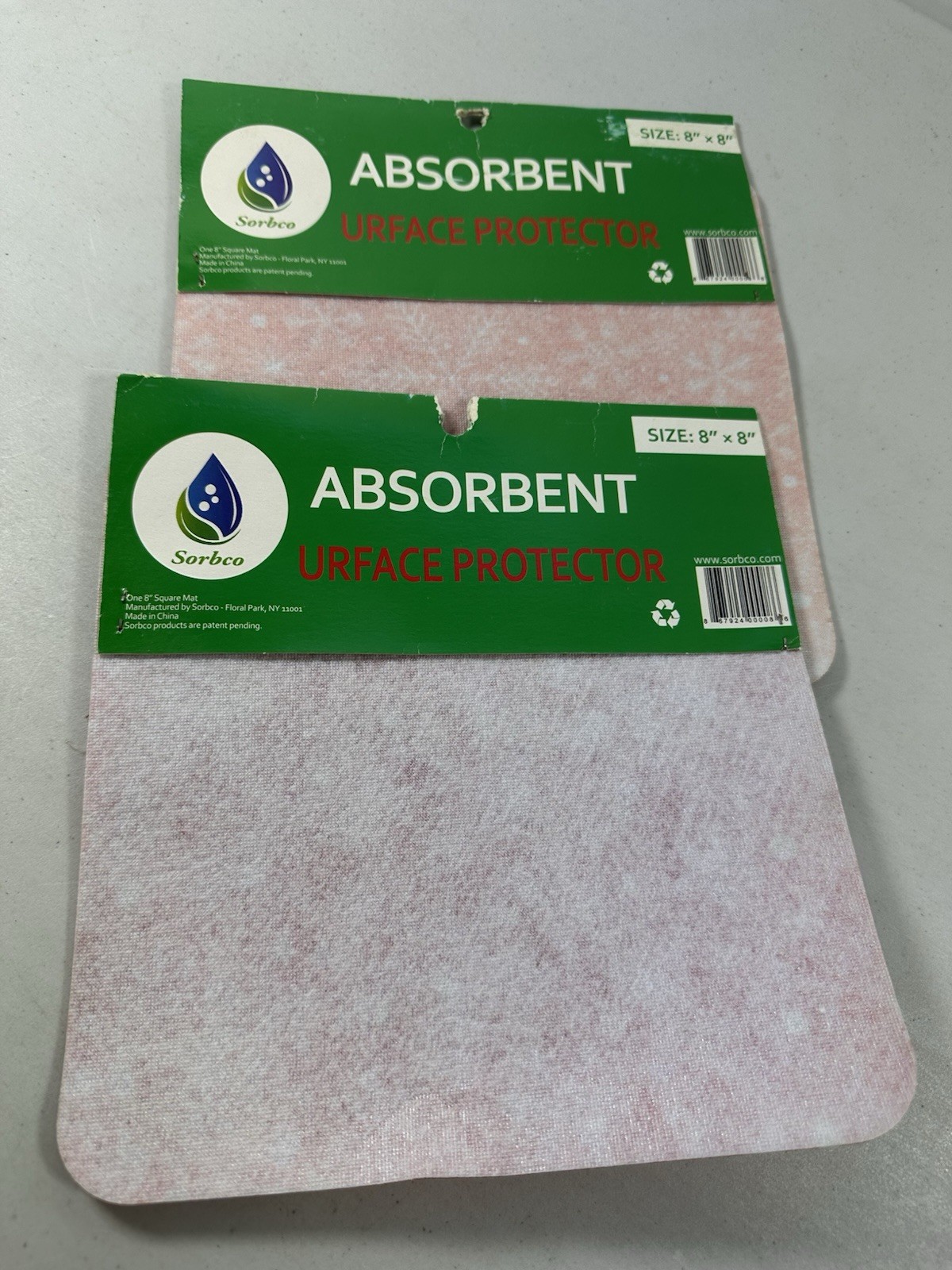 2pc Christmas Holiday Absorbent Surface Protector Mat 8X8 Plants Drinks