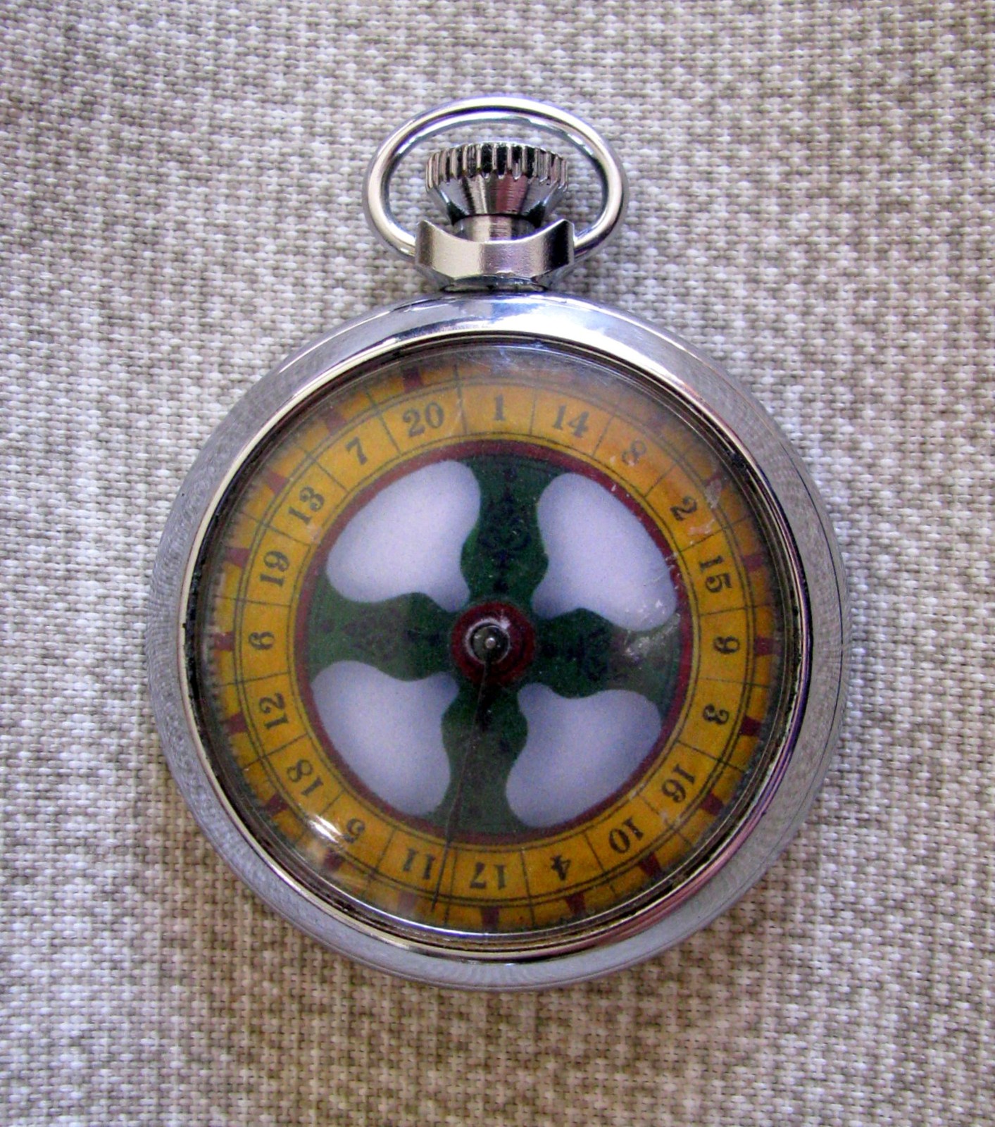 SCARCE PATTERN POCKET WATCH STYLE VINTAGE MECHANICAL DEVICE GAMBLING WHEEL