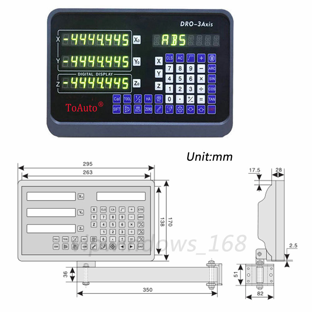ToAuto 6" 12" 20" Linear Scale 3Axis Digital Readout DRO Display Kit for Mill
