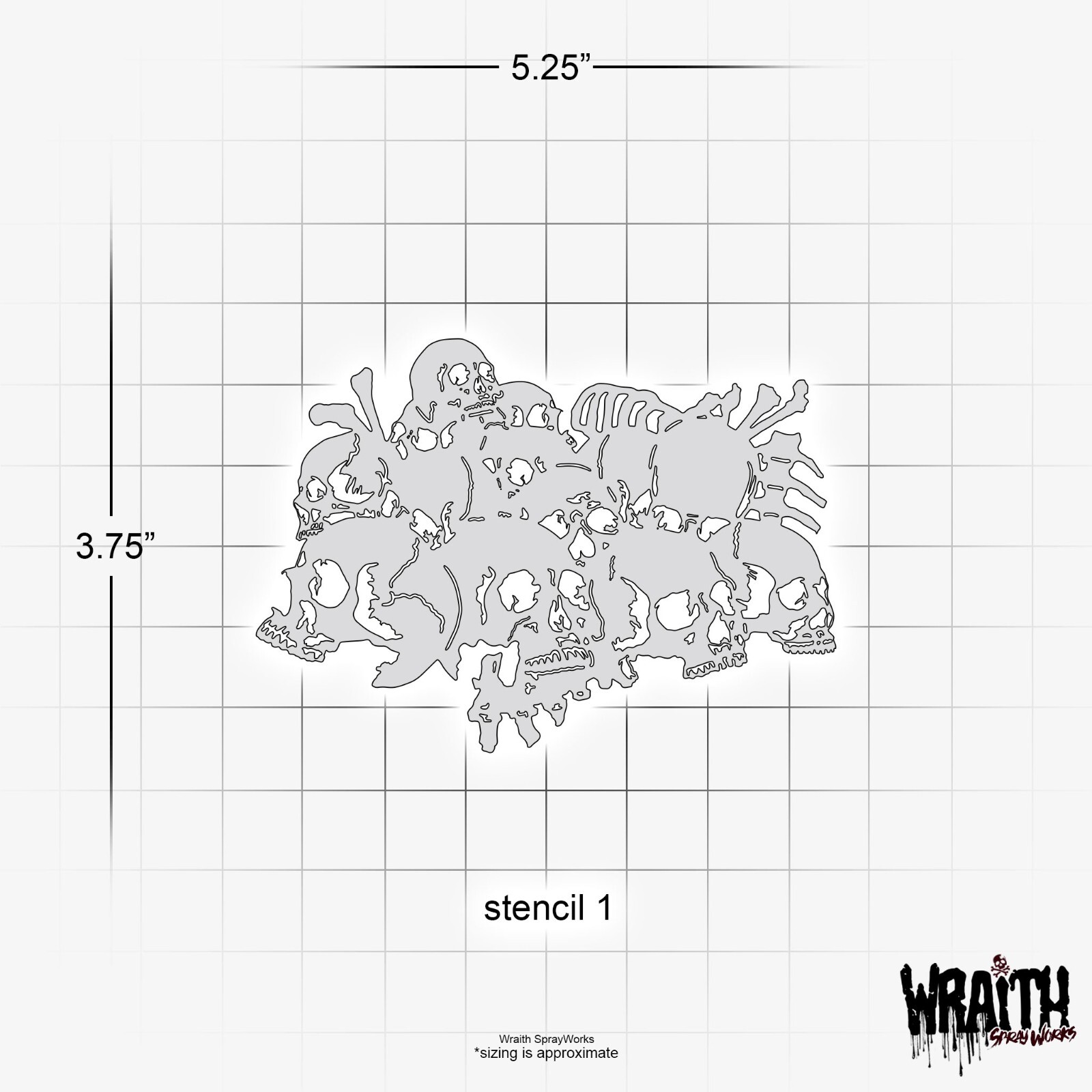 Skull Stack Mini Set #2 - Reusable Airbrush Stencil Template