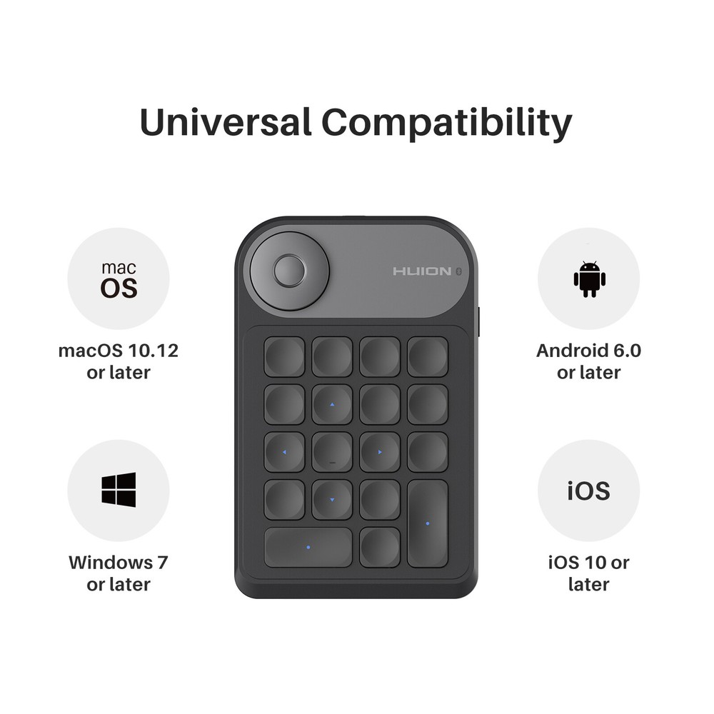 HUION Keydial Mini Bluetooth Programmable Keypad with Dial 5 Keys 18 Customized