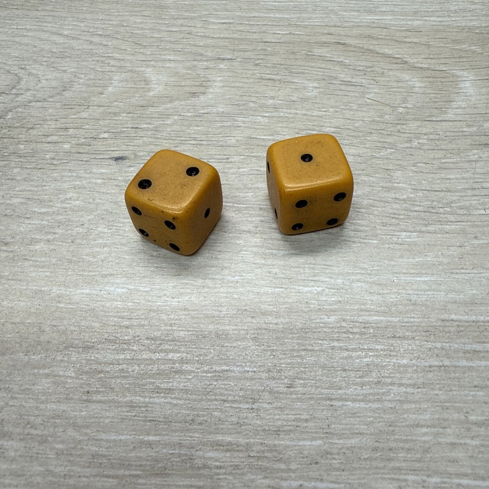 Vintage Pair 5/8” Butterscotch Bakelite Dice (2 Dice)