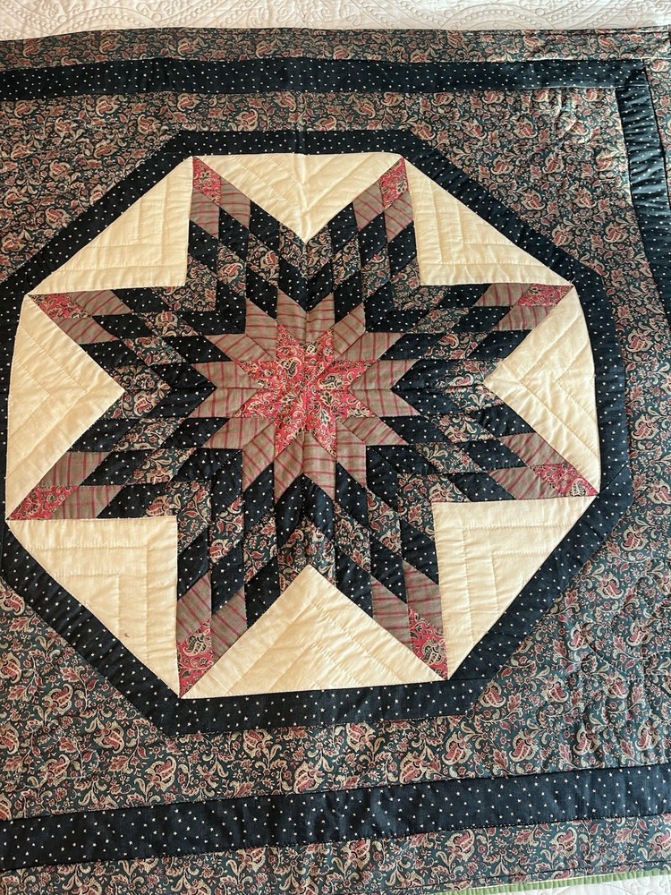 Handmade Quilt Lone star Patchwork Cotton Blanket