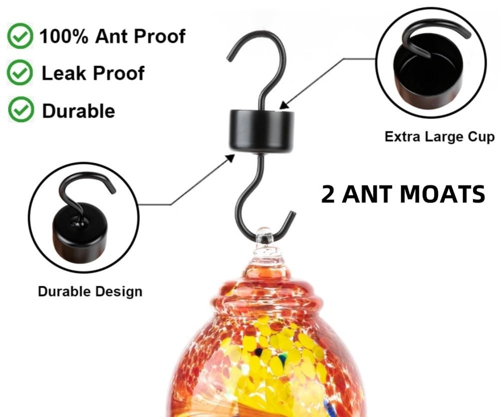 2 Pack Hummingbird Feeder Base Replacement Part Accessories Set - Black