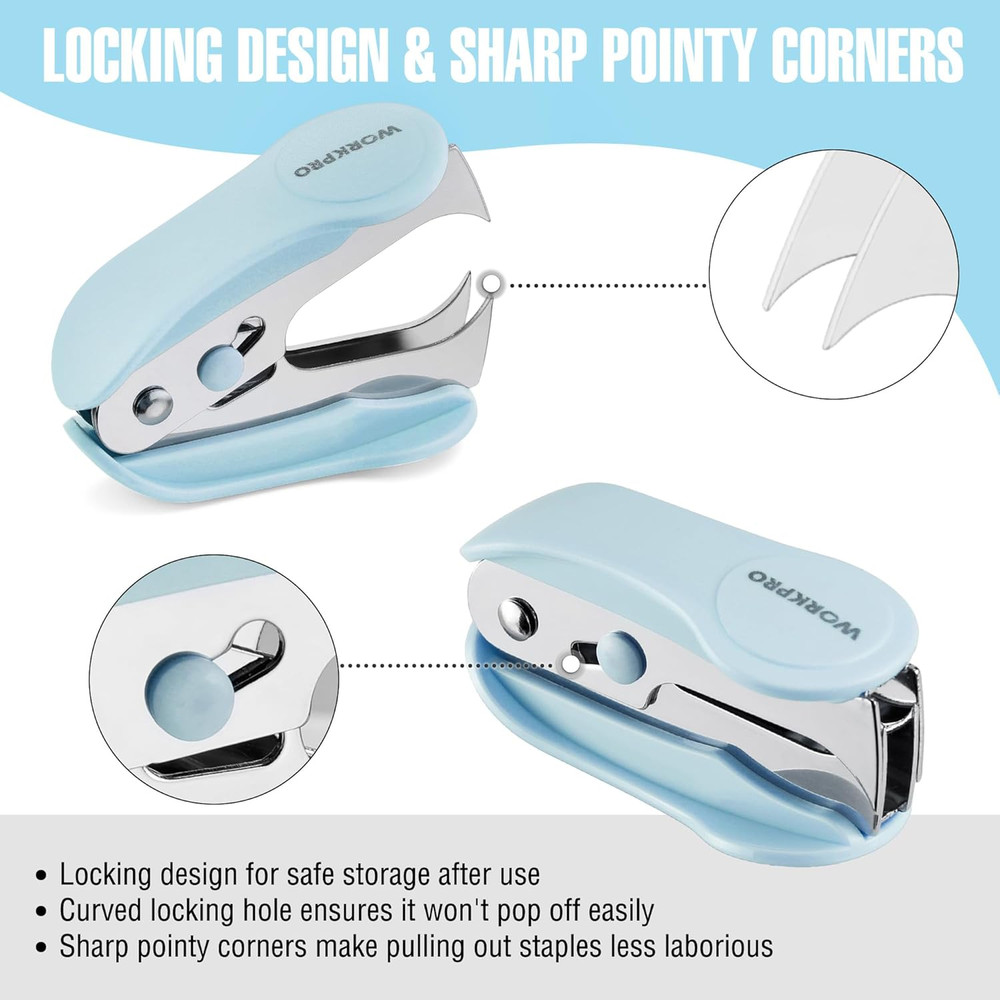 Mini Stapler with Staples, Blue Stapler Set Includes Two Small Staplers, One Sta