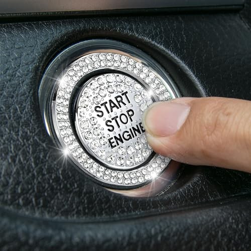 Sparkly Car Engine Start Button Cover, Rhinestone Push Start Button Cover