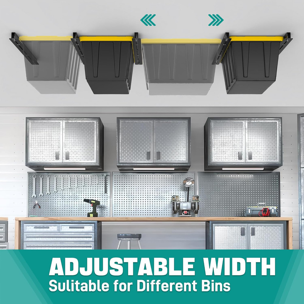 Adjustable Heavy Duty Ceiling Storage Rack - 4 Bin System, 26 Inch