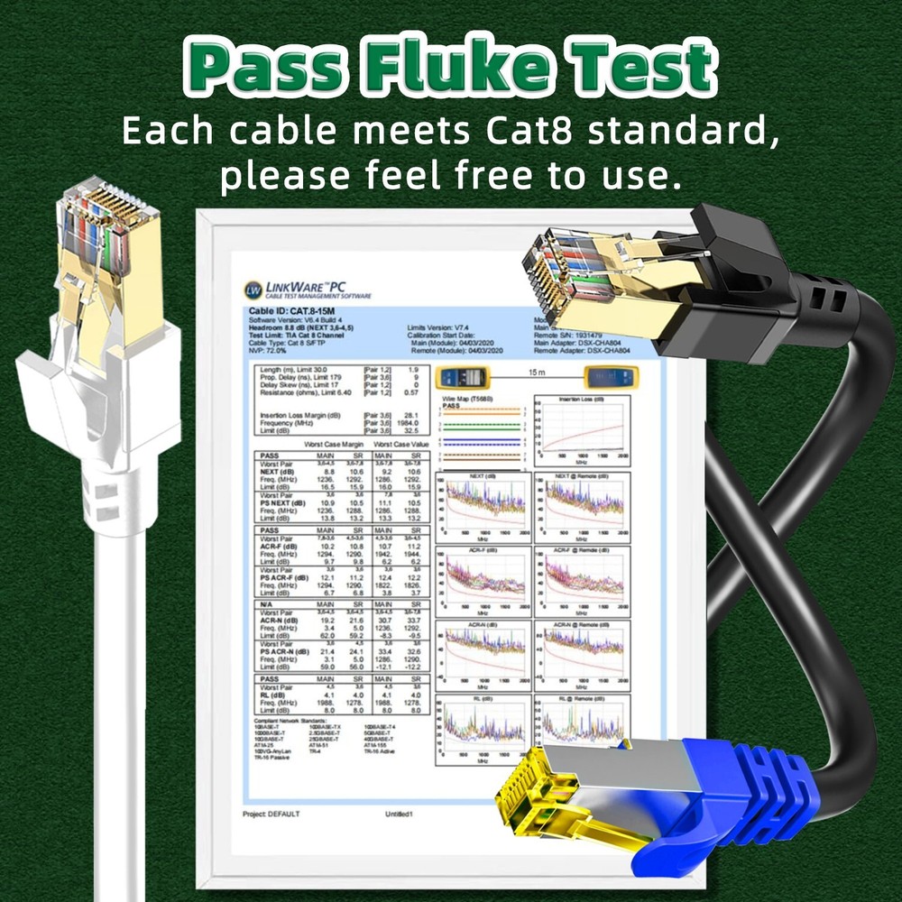 Cat8 Ethernet cable High Speed 40Gbps Patch LAN network Gold plated RJ45 batch