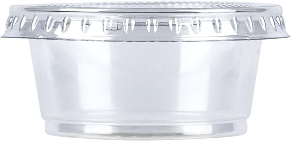 Amazon Basics Disposable Plastic To-Go Cups and Lids, Mini, Small Pack, Clear