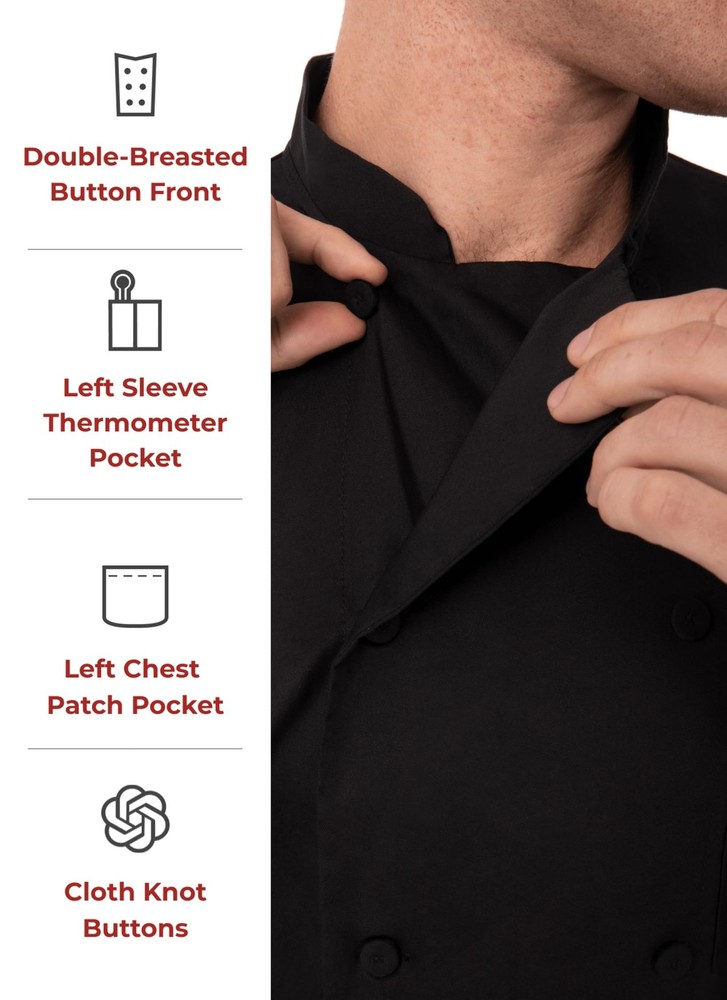 Men's Morocco Chef Coat, Black, Large