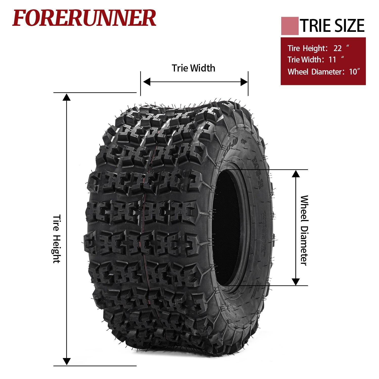 Set 2 Rear 22x11-10 ATV Tires 6PR 22x11x10 UTV All Terrain 22 11 10 Tubeless 22"