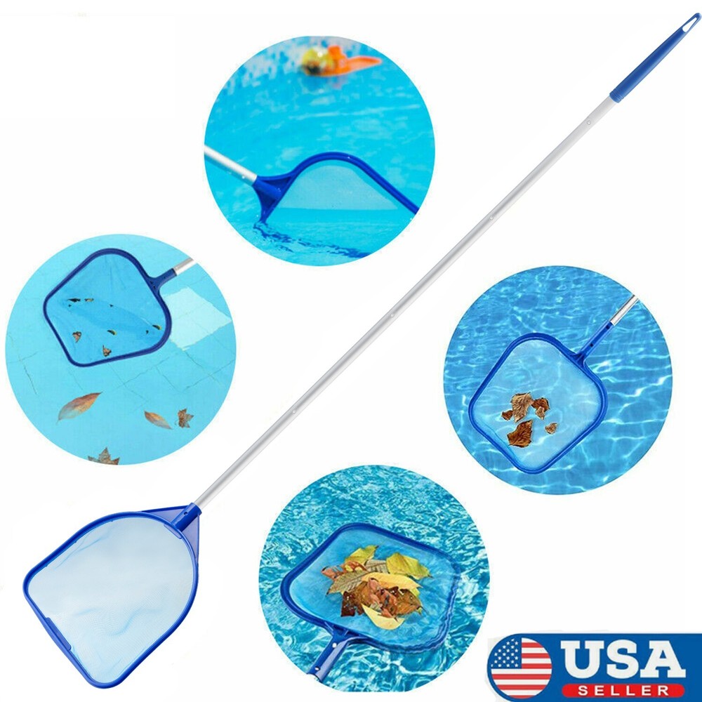 Swimming Pool Leaf Cleaning Mesh Skimmer Net, Flat Net With 5 Sections Pole USA