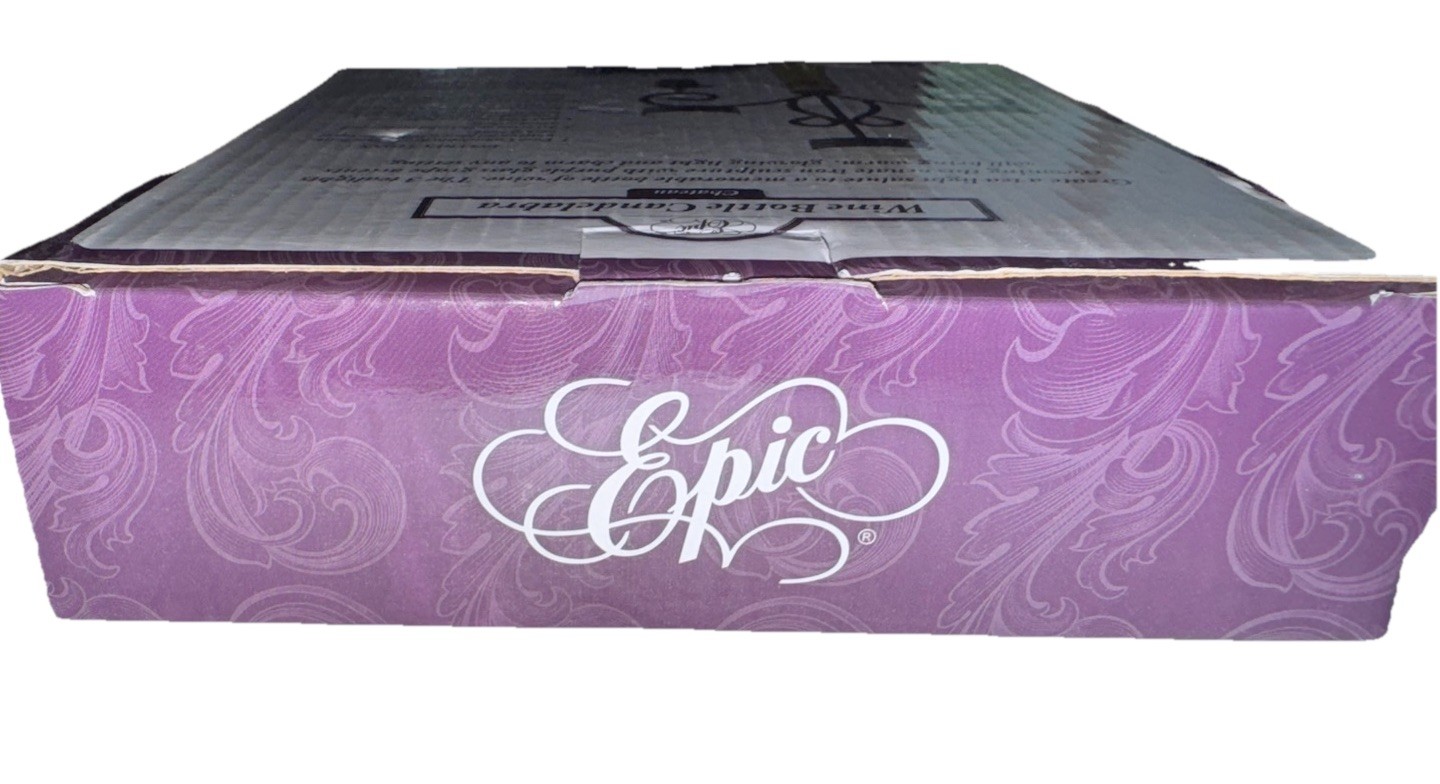 Epic Wine Bottle Candelabra Tea Lights Included Silver CHATEAU NEW Open Box