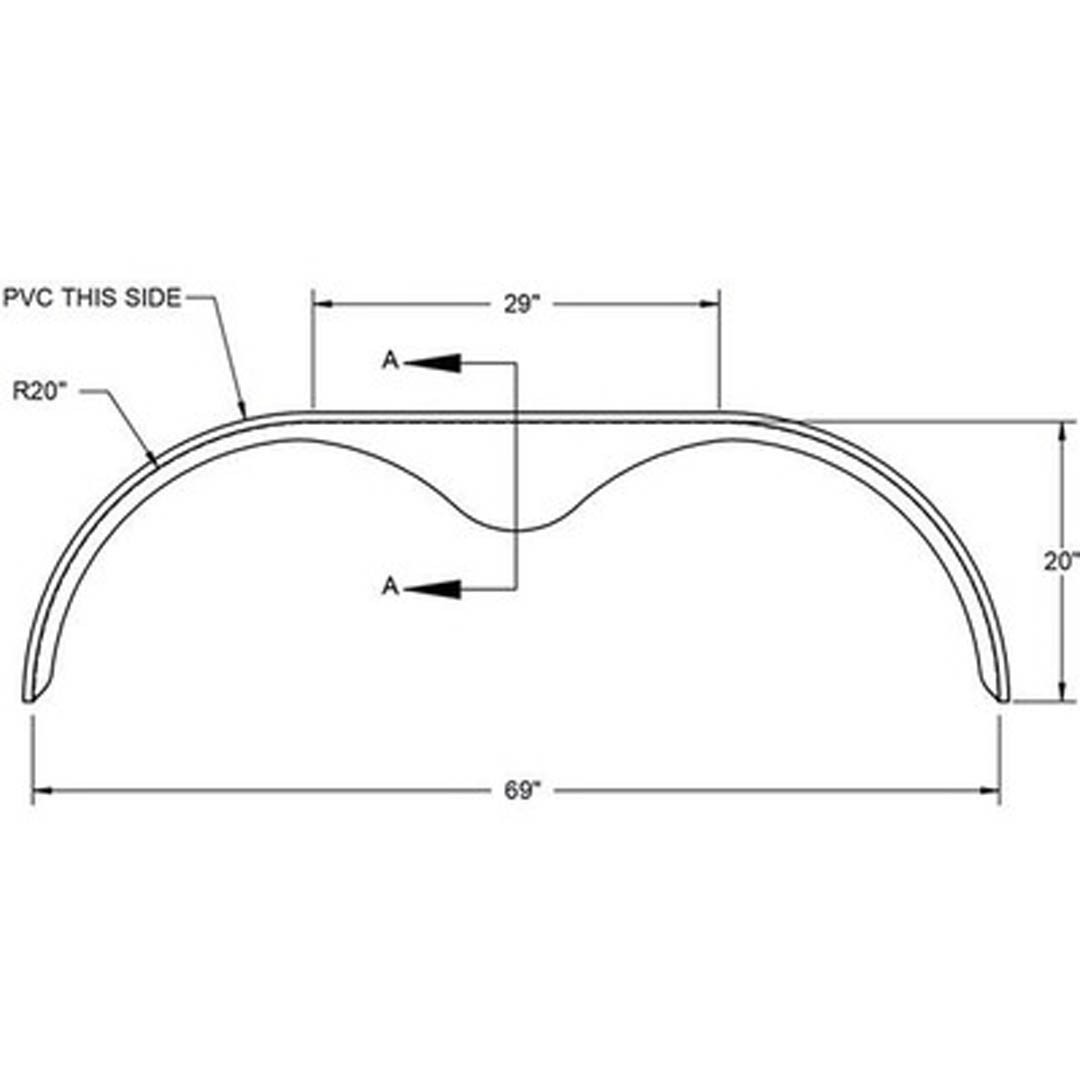 2 Pack - 69x6 Smooth Aluminum Tandem Axle Teardrop Fender Flares