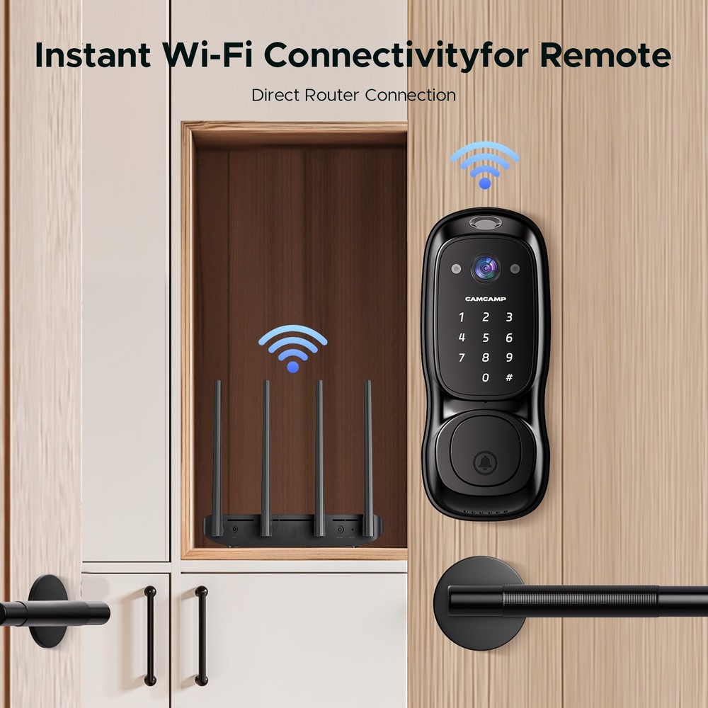 Fingerprint Security Video Smart Lock W/ Camera&Doorbell Keyless Entry Door Lock