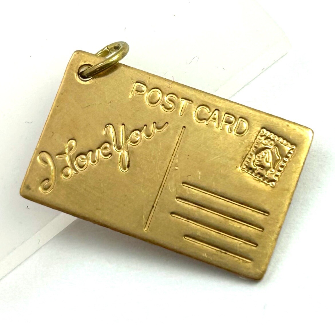 Vintage Charm I Love You Postcard Necklace Pendant Brass Jewelry Gift For Women