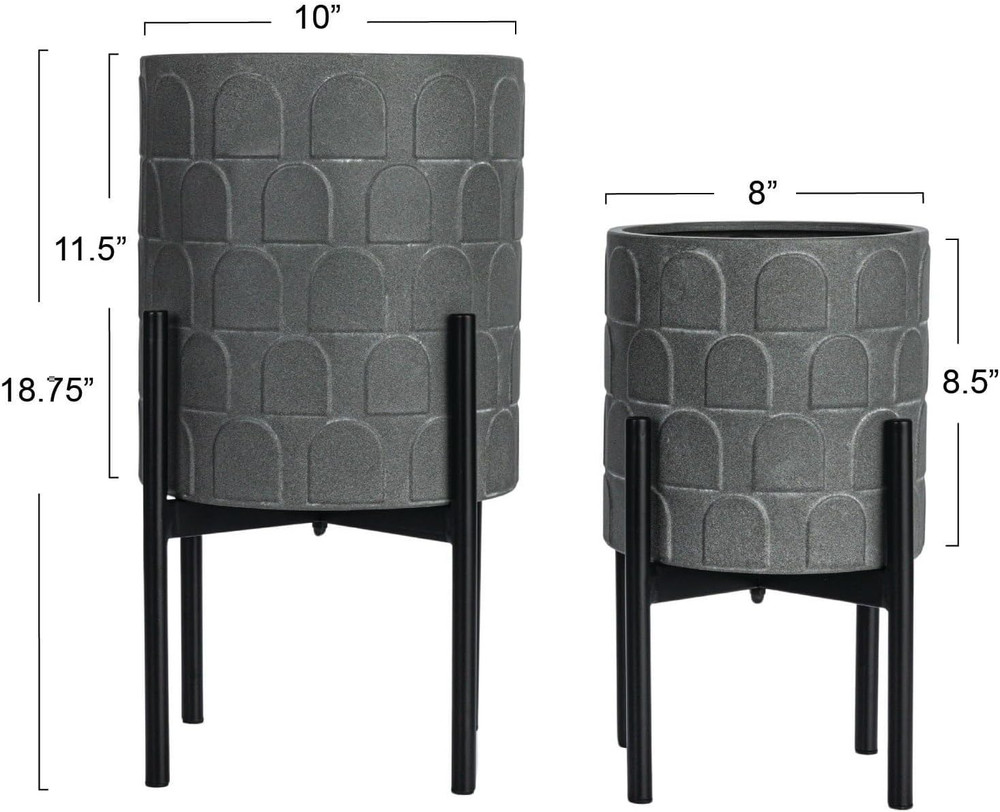 Metal Planter on Stand, Grey