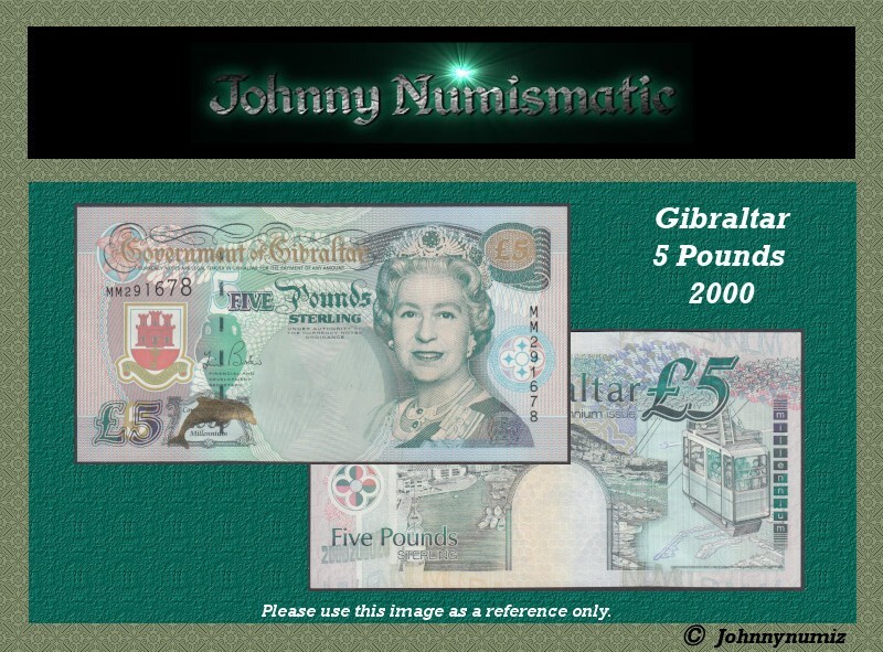Gibraltar 5 Pounds 2000 UNC