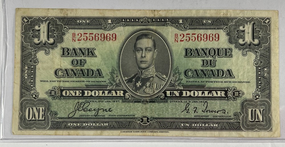 Canada $1 1937 Note (#94) Coyne/Towers. Decent Note.