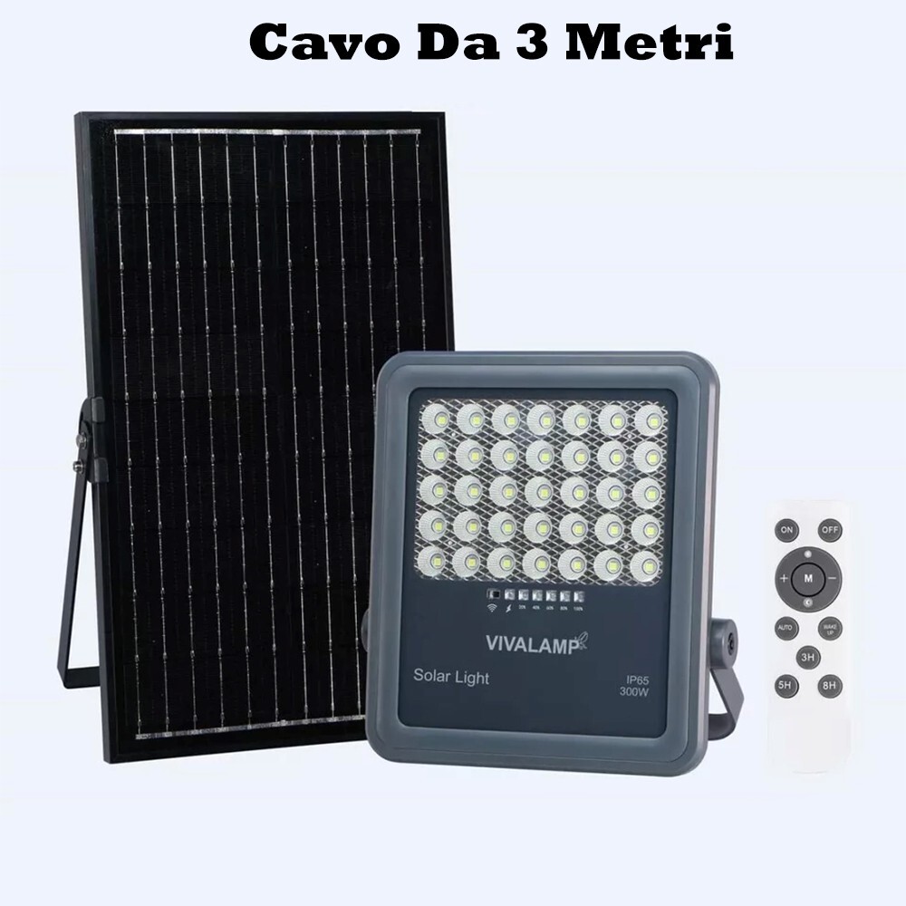 200W LED Solar Headlight With Twilight Spotlight Panel AI Remote Control
