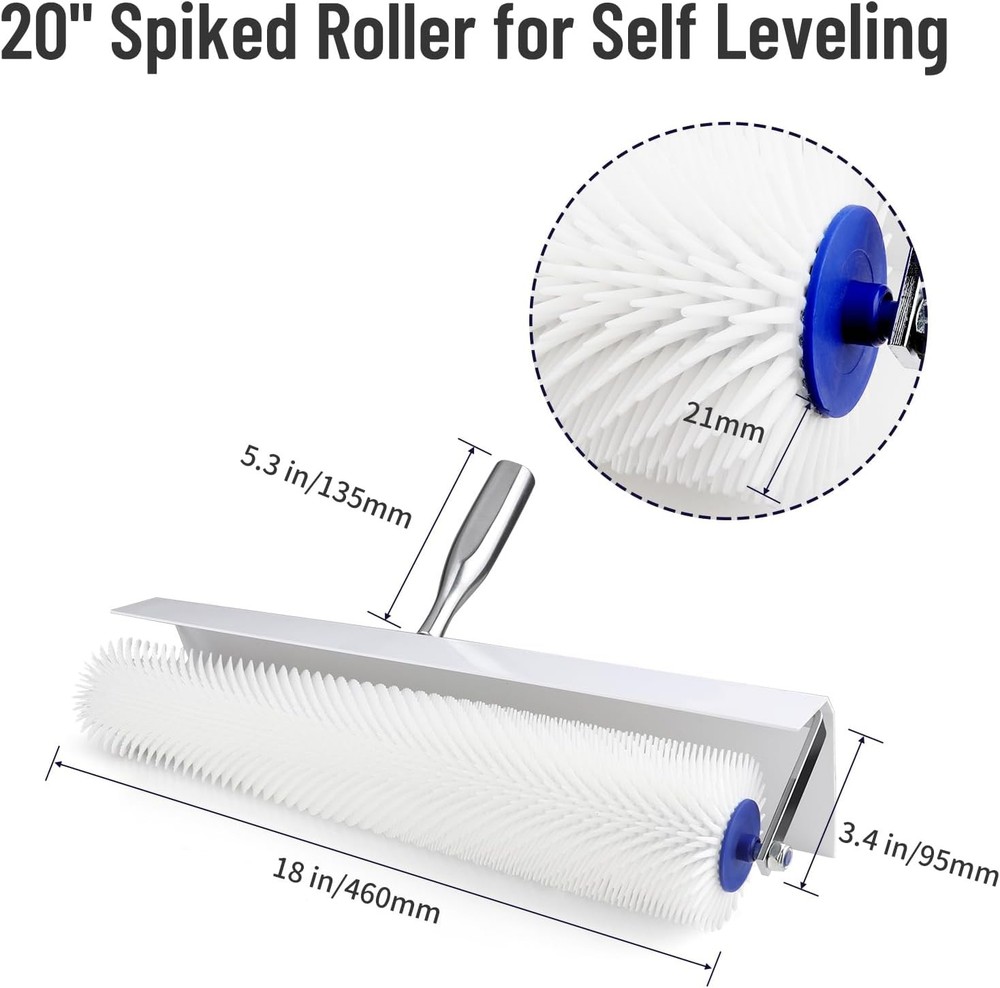 Spiked Roller for Self Leveling, 20"x 1" Self Leveling Cement Tools Epoxy