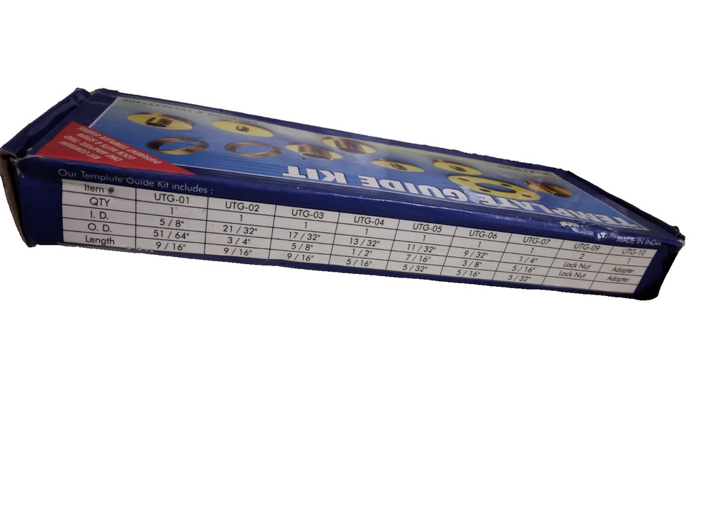 Template Guide Kit Set 1 Adapter, 2 Lock Nuts, 7 Different Template Guides