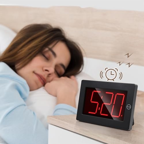 LED Digital Wall Clock Battery Operated - Large Display Digital Black-red