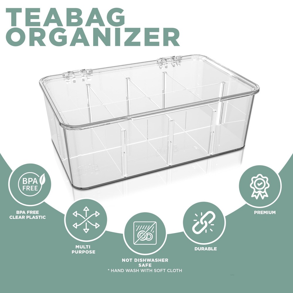 - Tea Bag Organizer With Lids, Clear Pantry Storage Box - (3 Pack) Stackable ...