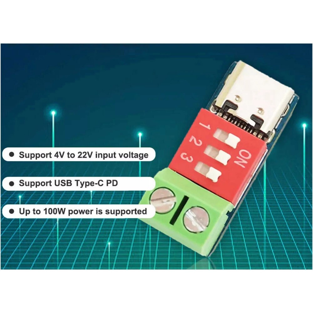PD Trigger Board 10pcs Set USB-C 100W Adjustable Voltage 20V Max BC1.2 Protocol