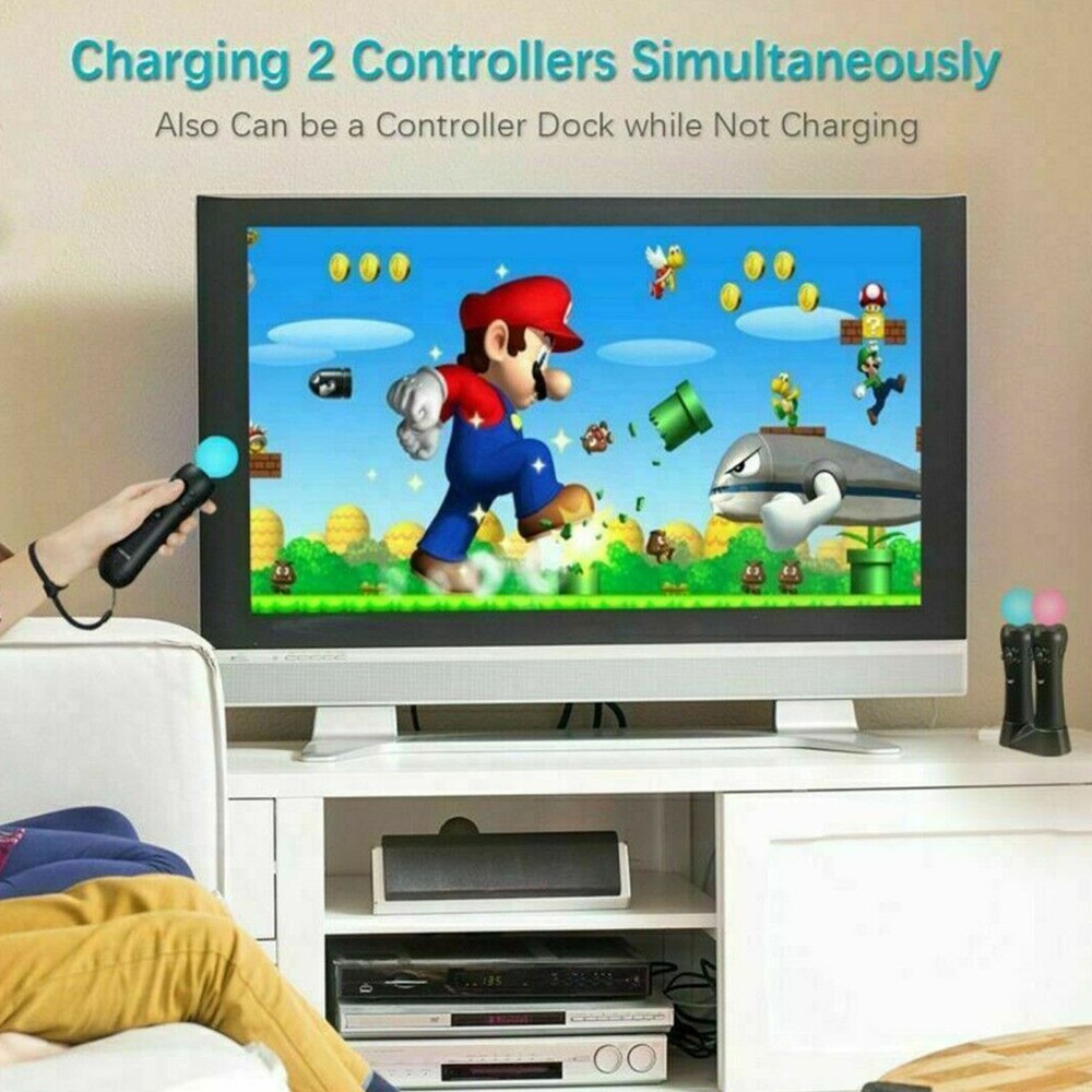 1x Dual Charger Dock for PS4 VR Motion Controller Playstation Move Controller US