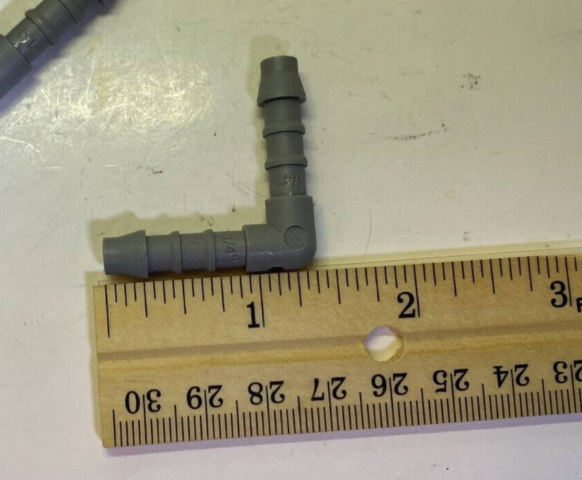 Lot of 10 1/4" Hose Barb Elbow Fittings - 90 Degree - Acetal Plastic - 1/4" Barb
