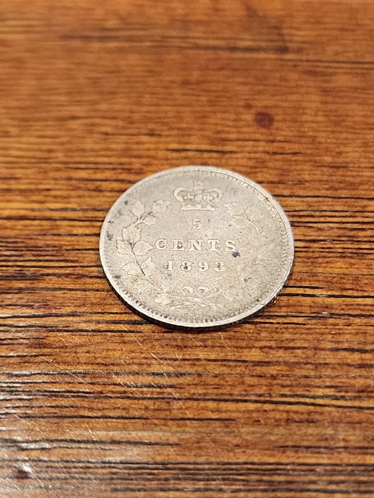 1893 Canada 5 Cents Silver Coin
