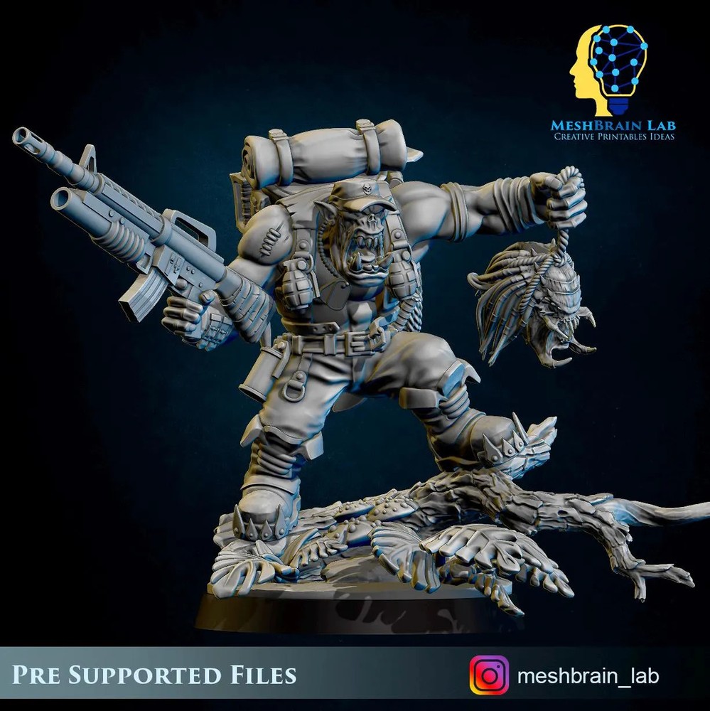 3D Printed Ork Commando Boss by Meshbrain Labs