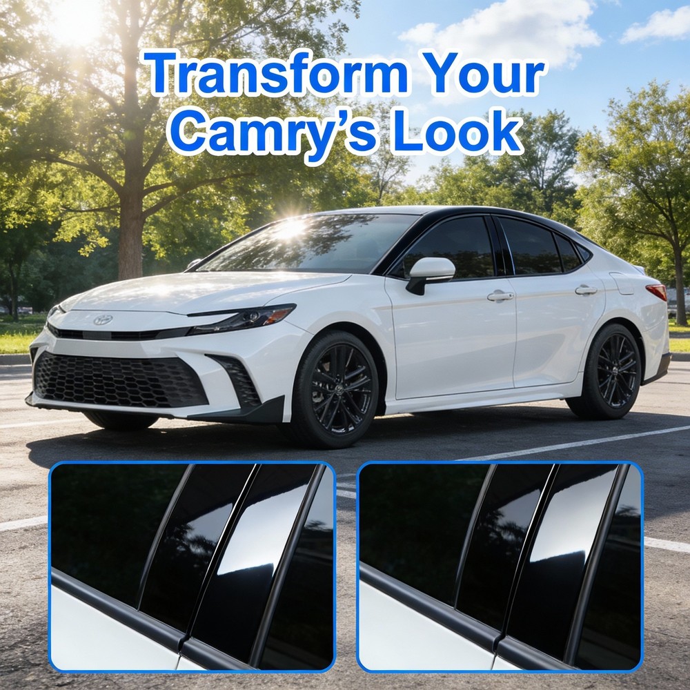 10Pcs Bright Black Car Door Window Pillar Post Cover Trim For Toyota Camry 2025