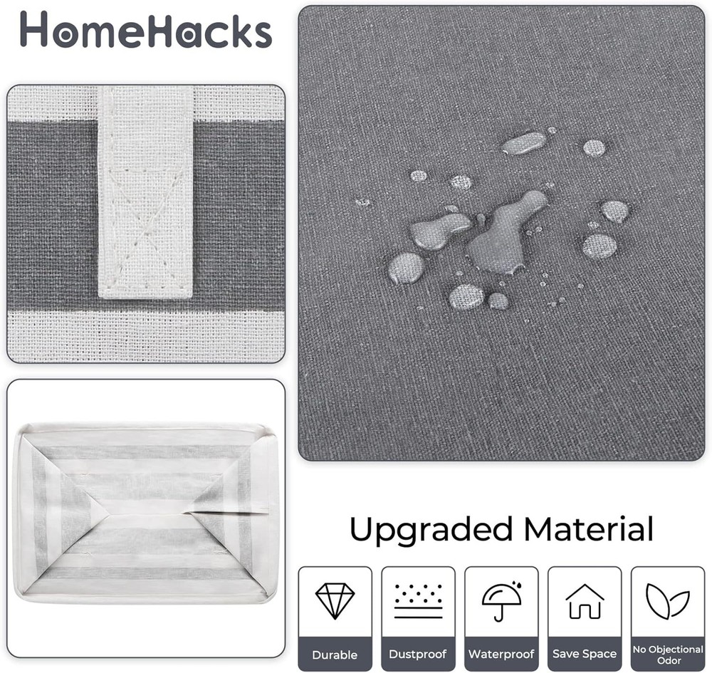 HomeHacks 2-Pack Large Laundry Basket, Waterproof, 75L, Gradient Grey