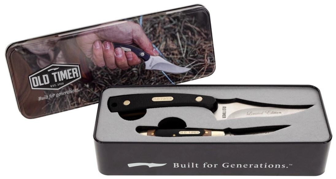 SCHARDE Old Timer 152OT Sharpfinger & 12OT Folder Knife Combo w/ Gift
