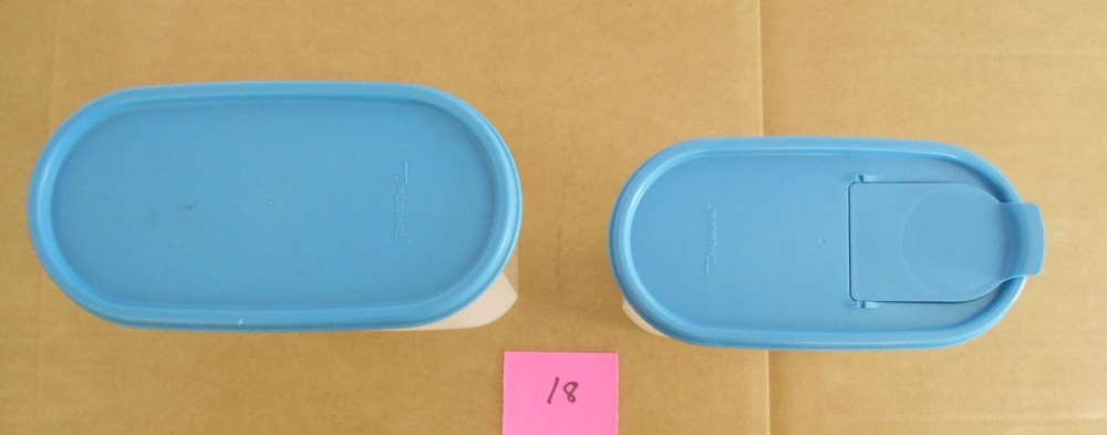 Tupperware Modular Mate #1613 & #1614 Oval Container with Blue Lid P18