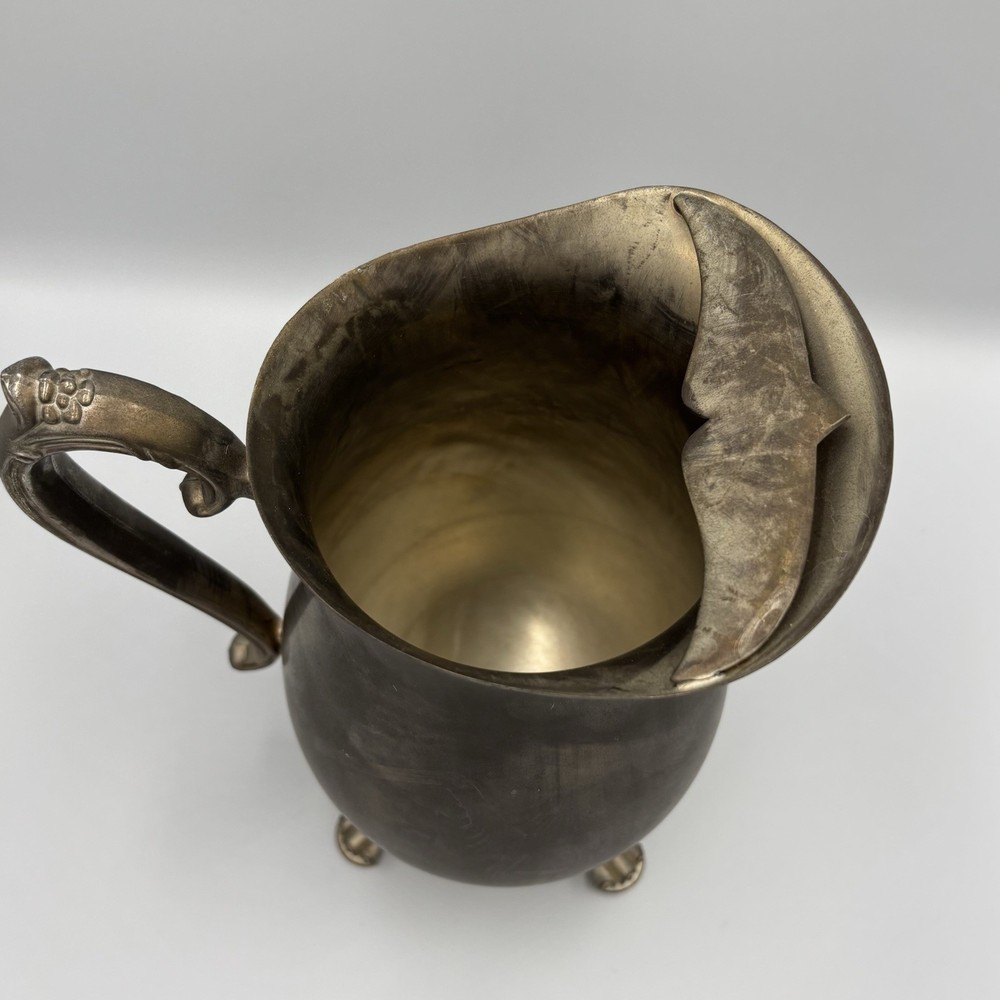 VTG E.P. Brass Silverplated Pitcher With Ice Catcher