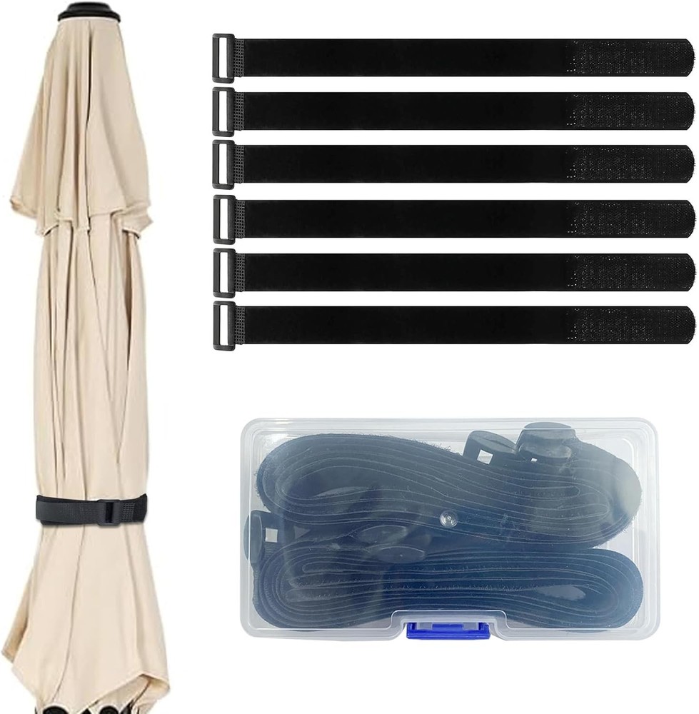 6 Pack Reusable Patio Umbrella Tie Strap,Nylon Self Adhesive Strap Adjustable Se