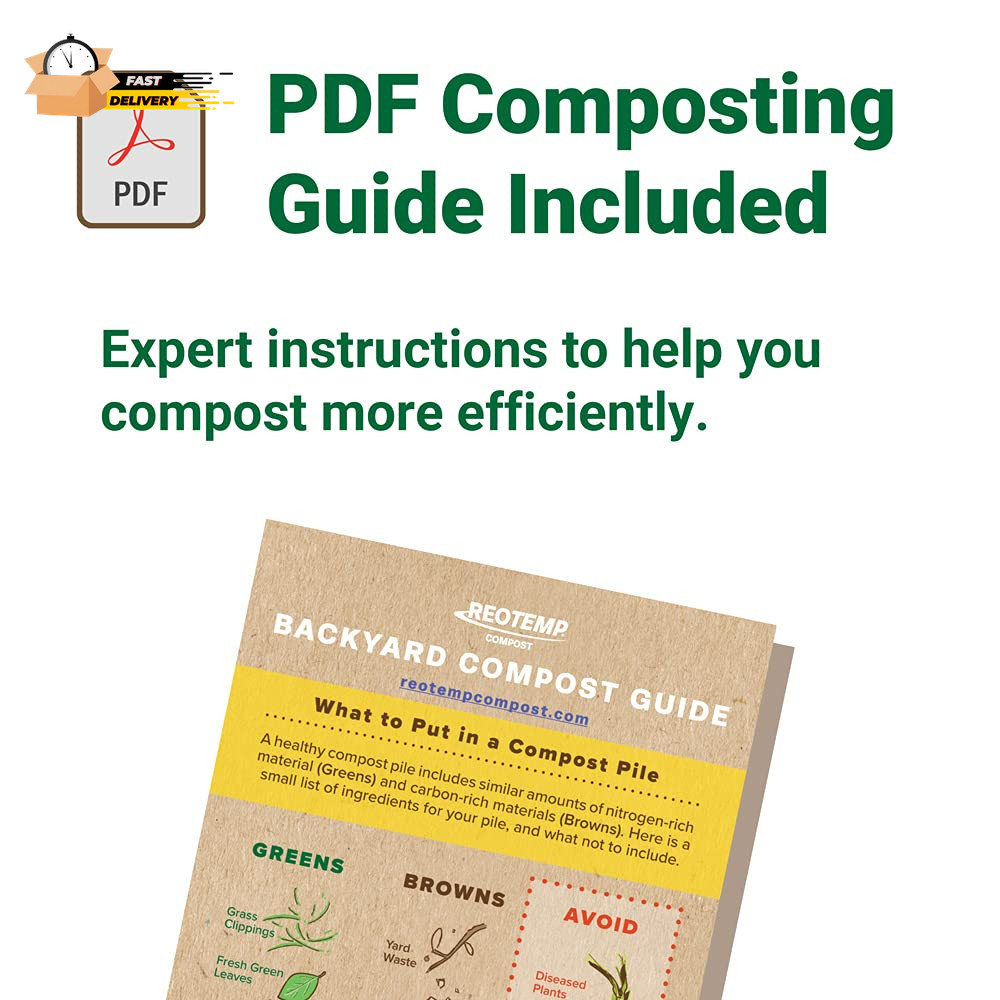 K83B1 12 Inch Soil & Compost Thermometer with Digital Composting Guide,