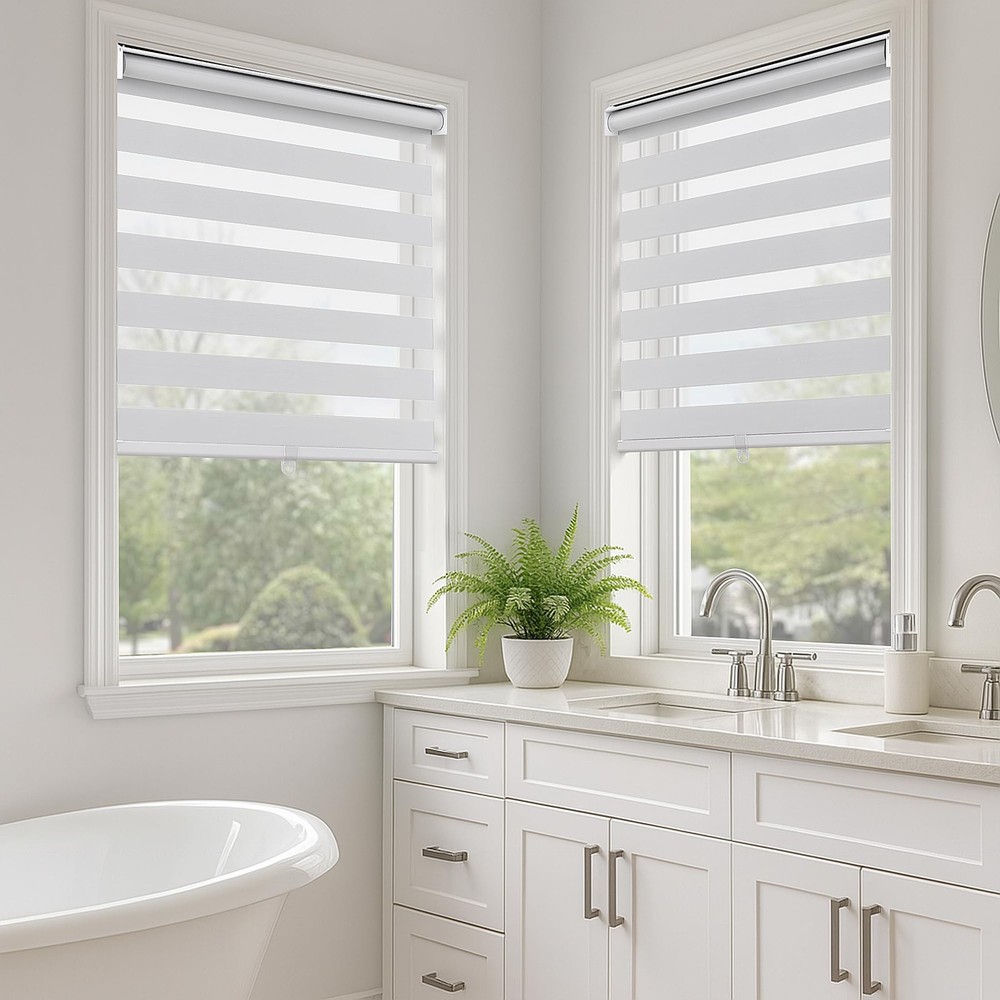 Zebra Blinds Whiteout & Light Filtering Light Control Window Privacy Roller B...