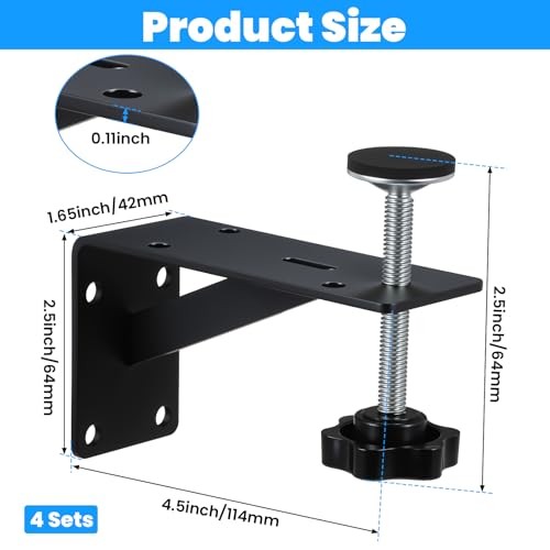 4PCS Black Undermount Sink Brackets, Adjustable Undermount Sink Support Under