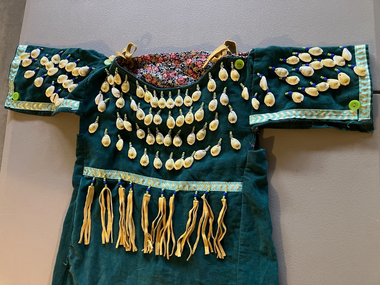 Vintage Native American Indian Plateau Girl Woman Fringe Shell Adornment Dress