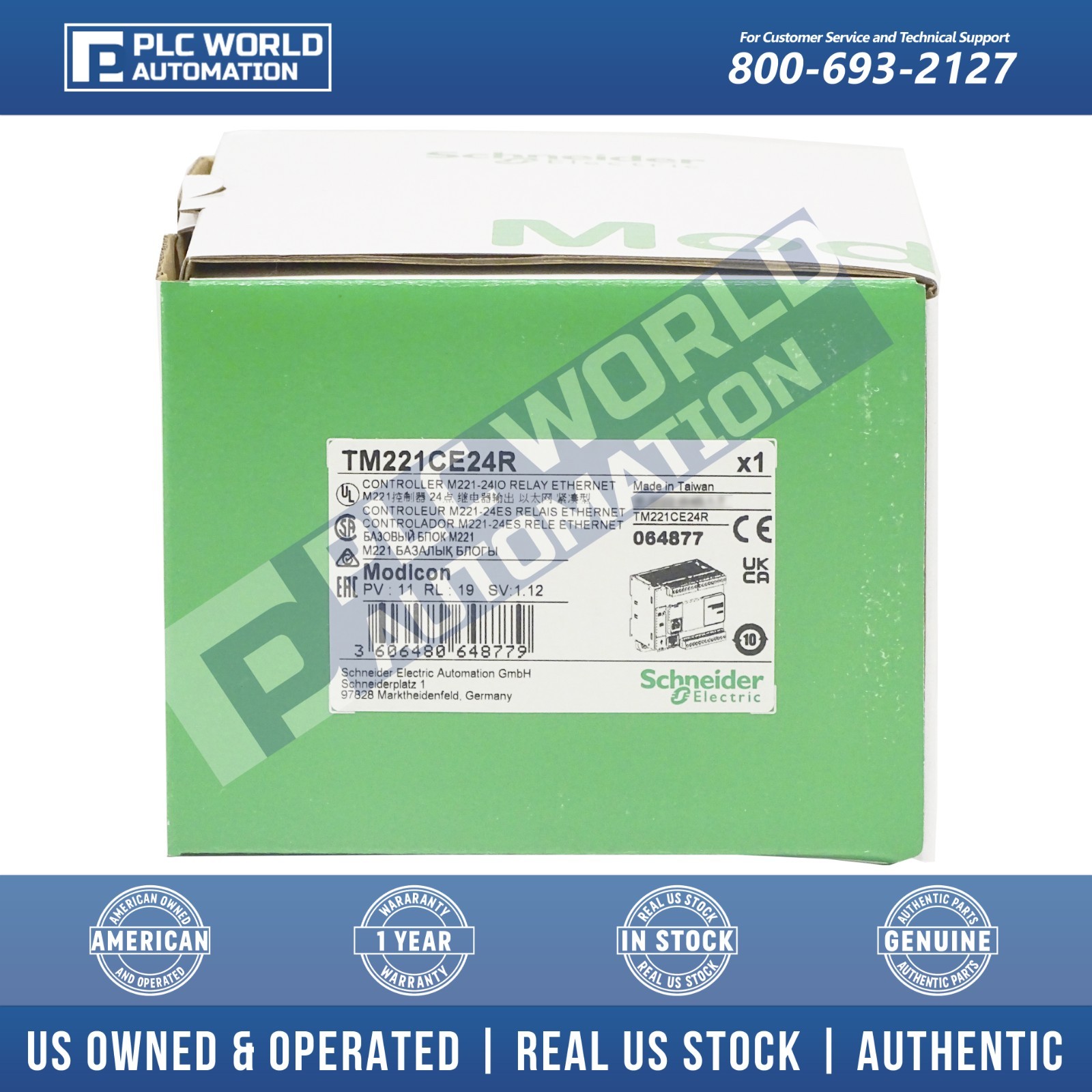 Schneider TM221CE24R Modicon M221 Logic Controller, 24 I/O, Ethernet, Brand New