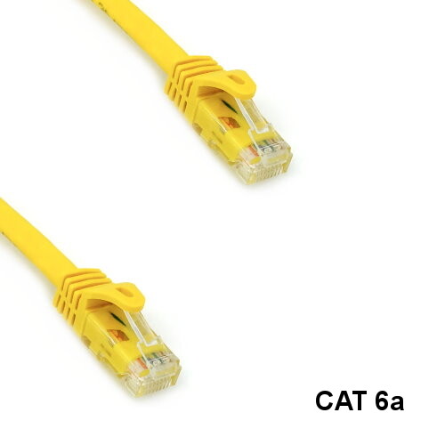 KNTK Yellow 7' Cat6a UTP Ethernet Patch Cable 10Gbps 600MHz RJ45 Data Networking