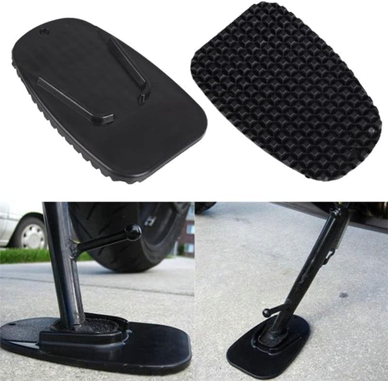 2Pcs Black Motorcycle Side Kickstand Pad, Non-Slip Base Support Plastic Pad,