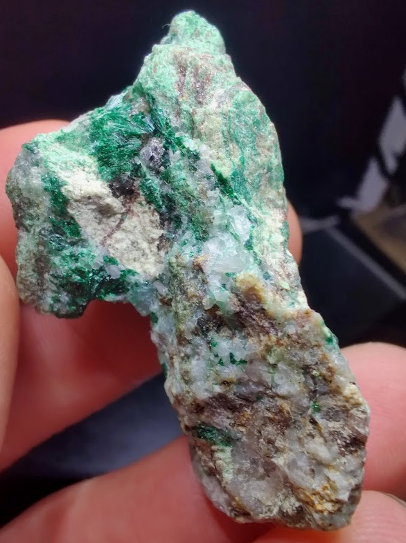Green Fibrous Malachite w/ Pale Bluish UV Fluorite Mineral Specimen - Somers CT