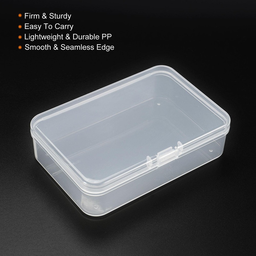 4pcs Clear Storage Container w Hinged Lid 95x65x25mm Plastic Rectangular Box
